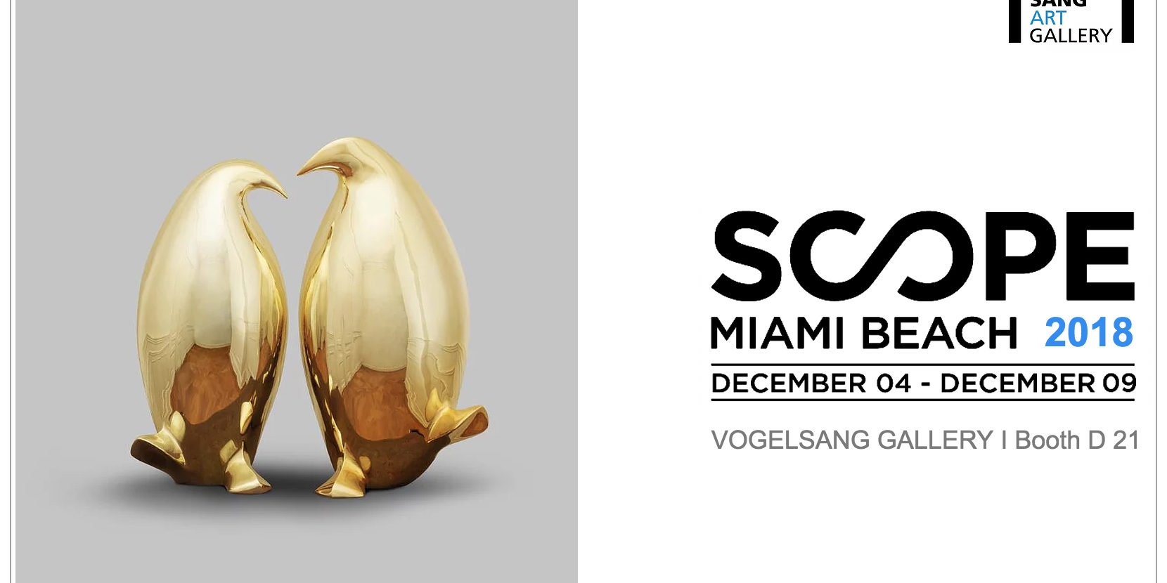 Pingouins dores XL – Golden Penguins XL a la SCOPE MIAMI BEACH 2018 – 04 I 09-12-2018