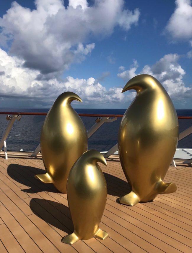 Famille de pingouins dores on Celebrity Edge